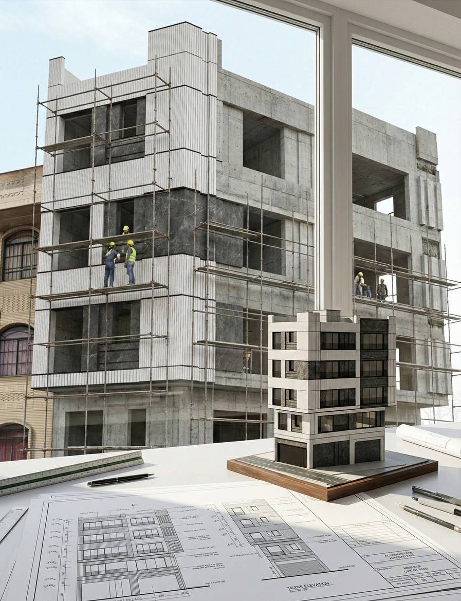 From drawings and model to construction